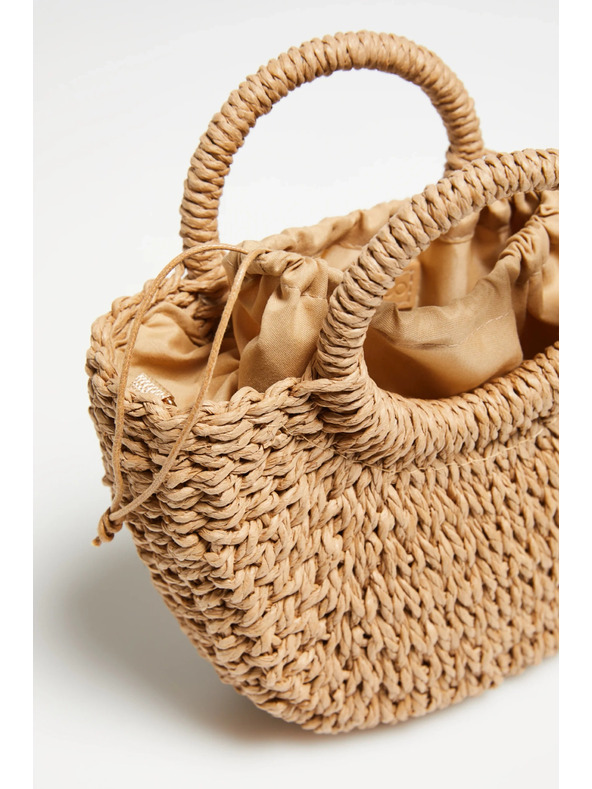 Moodo Pletena torba z okroglo ročico bež Moodo