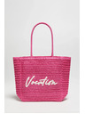 Moodo Pletena torba z napisom roza Moodo