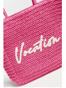 Moodo Pletena torba z napisom roza Moodo