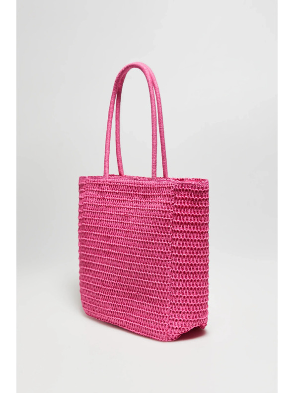 Moodo Pletena torba z napisom roza Moodo