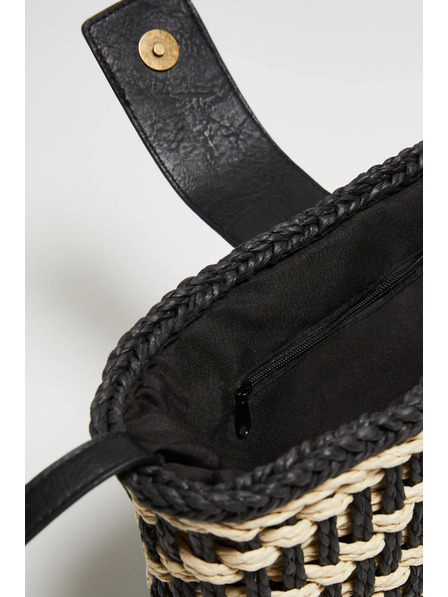 Moodo Črna slamnata torba Moodo