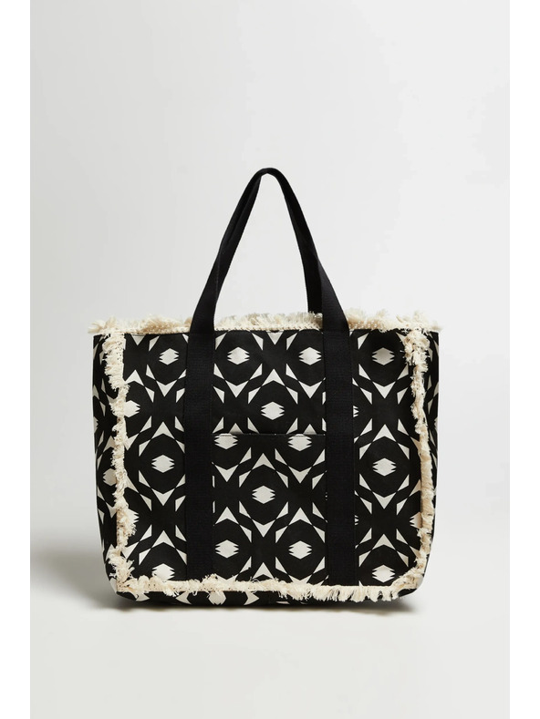 Moodo Velika torba s třepotajočimi se resami, črna Moodo