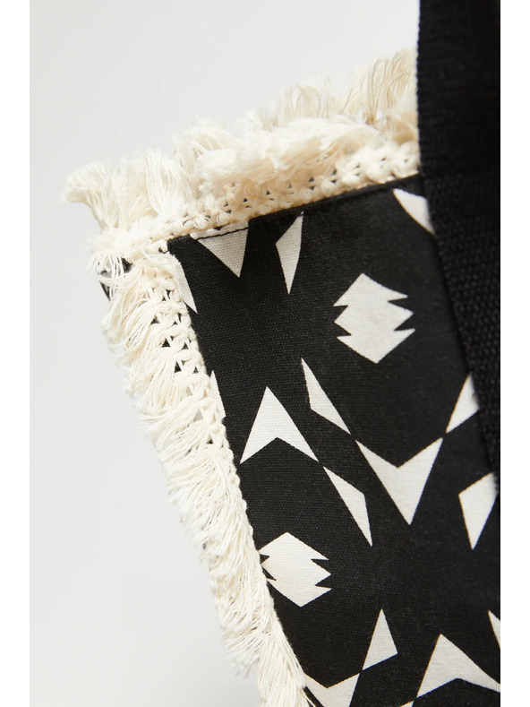 Moodo Velika torba s třepotajočimi se resami, črna Moodo