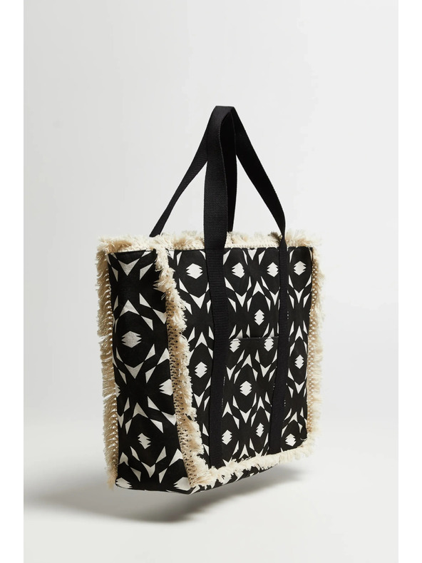 Moodo Velika torba s třepotajočimi se resami, črna Moodo