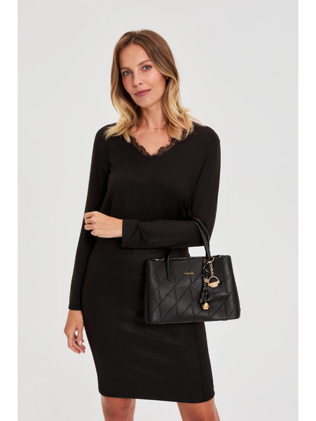 Moodo Črna torba z obeskom Moodo