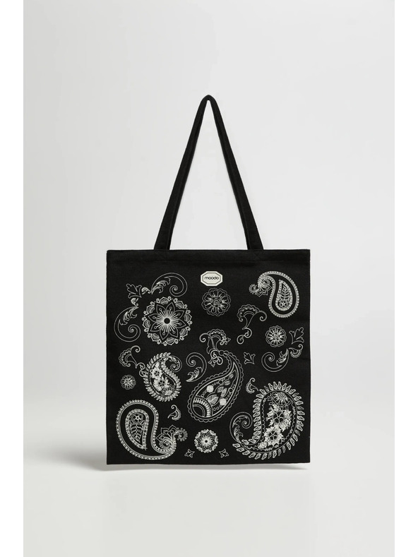 Moodo Črna nakupovalna torba s potiskom Moodo