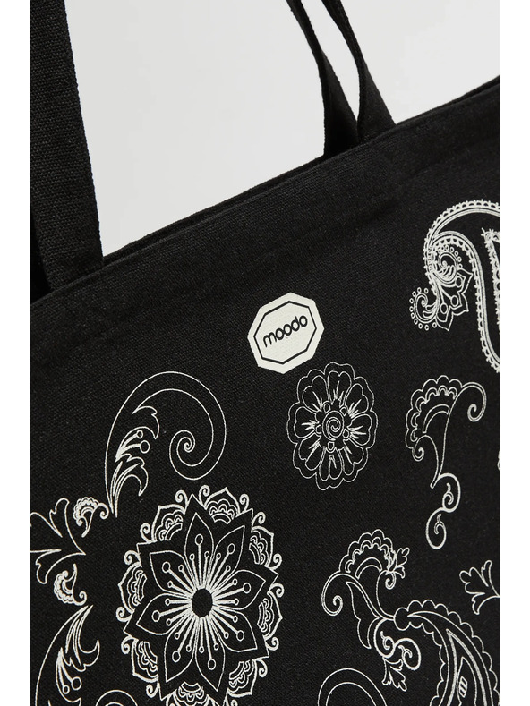 Moodo Črna nakupovalna torba s potiskom Moodo