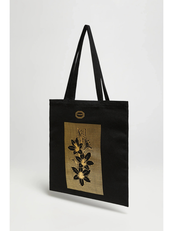 Moodo Črna nakupovalna torba s potiskom Moodo