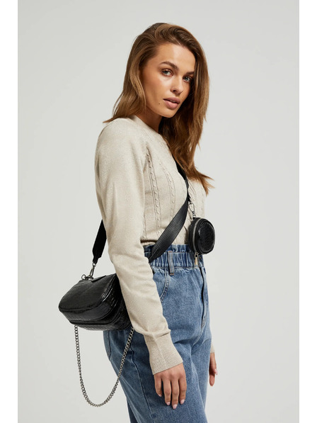 Moodo Dvojna torbica z videzom kačje kože, črna Moodo