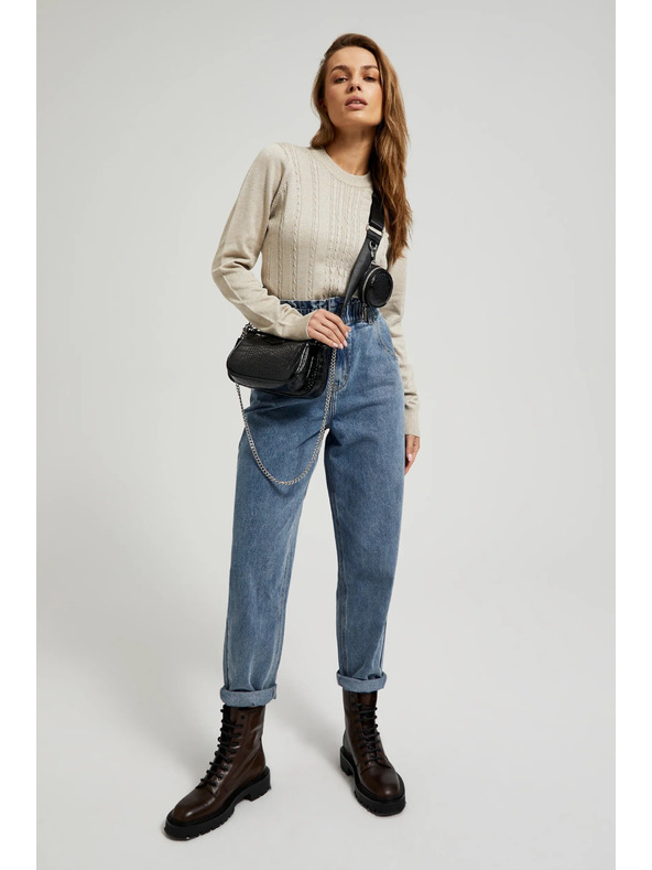 Moodo Dvojna torbica z videzom kačje kože, črna Moodo