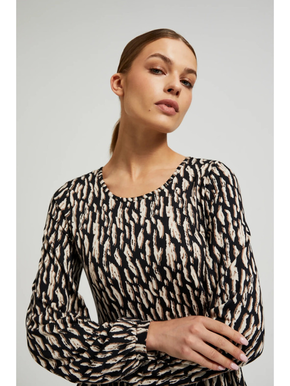 Moodo Rjave obleke z napihnjeni rokavi Moodo