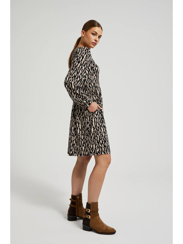 Moodo Rjave obleke z napihnjeni rokavi Moodo