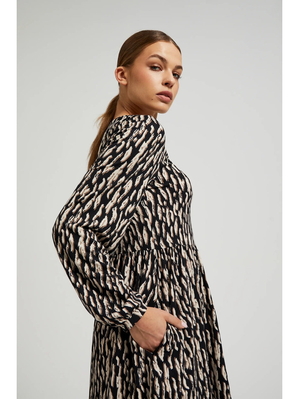 Moodo Rjave obleke z napihnjeni rokavi Moodo