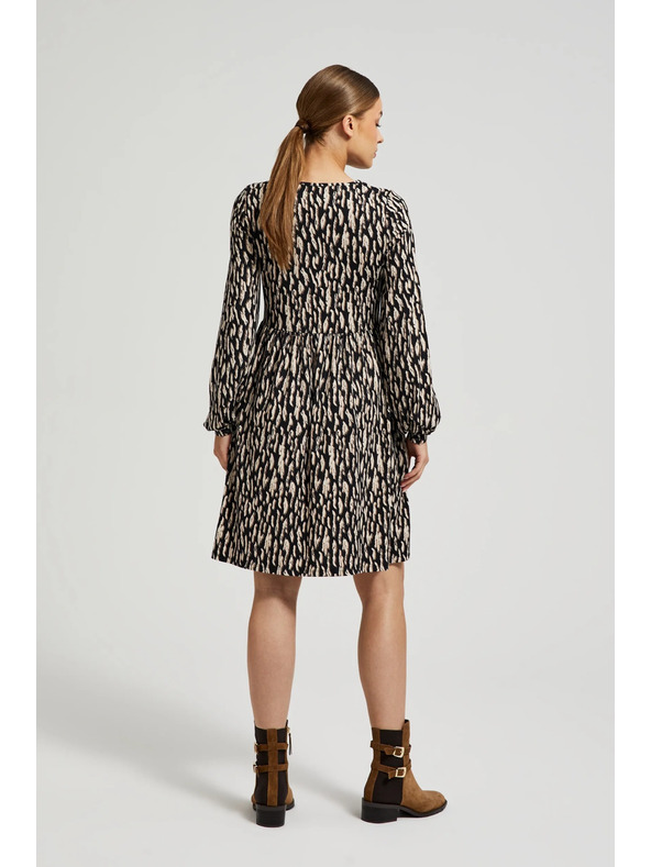 Moodo Rjave obleke z napihnjeni rokavi Moodo