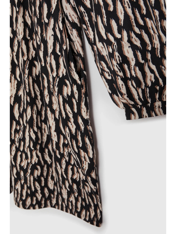 Moodo Rjave obleke z napihnjeni rokavi Moodo