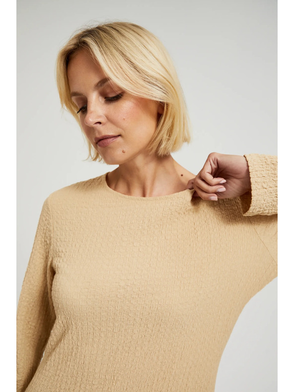 Moodo Bež midi obleke z dolgimi rokavi Moodo