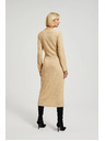 Moodo Bež midi obleke z dolgimi rokavi Moodo