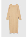 Moodo Bež midi obleke z dolgimi rokavi Moodo