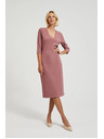 Moodo Gladke obleke z V-izrezom v prašno rožnati barvi Moodo