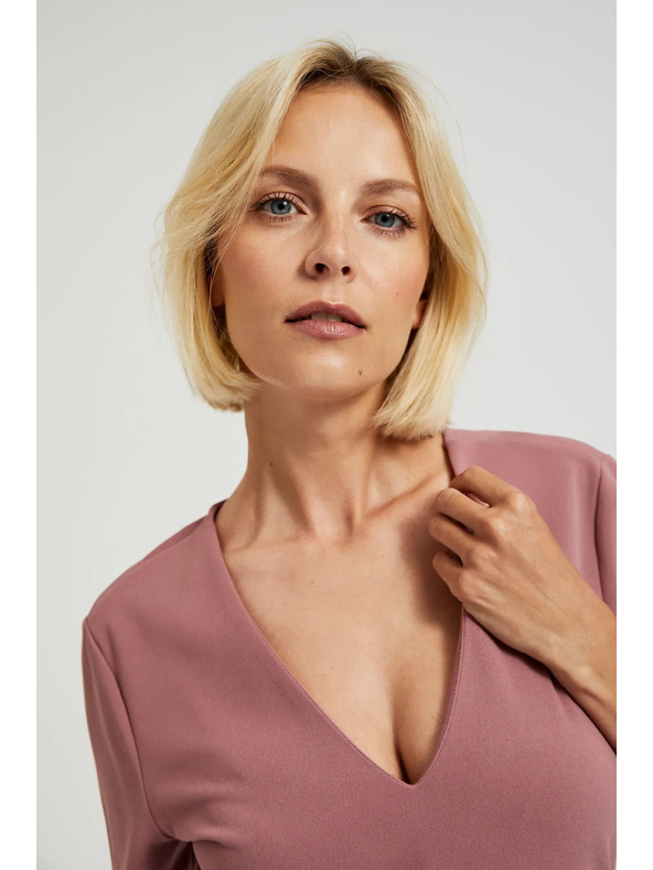 Moodo Gladke obleke z V-izrezom v prašno rožnati barvi Moodo