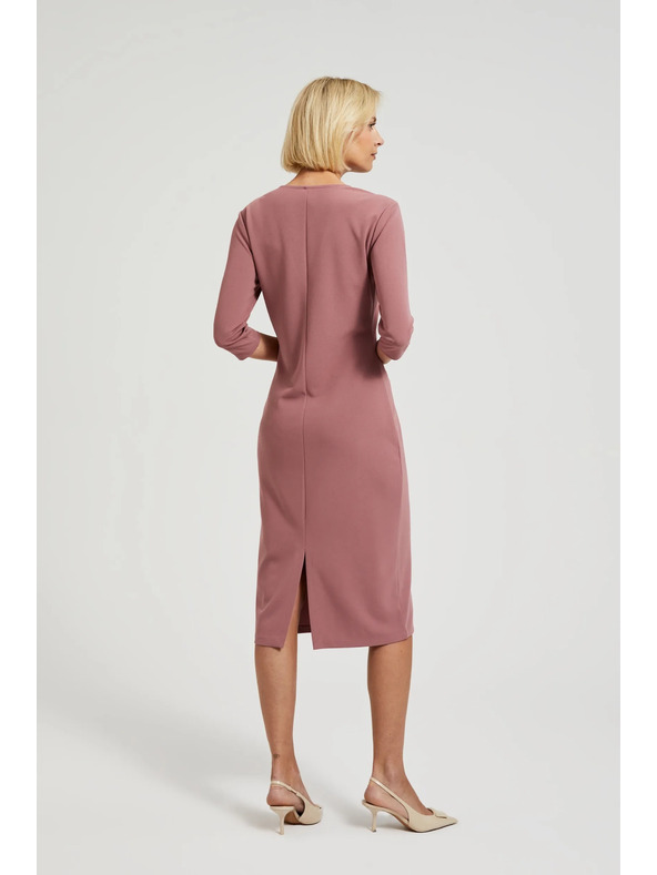 Moodo Gladke obleke z V-izrezom v prašno rožnati barvi Moodo