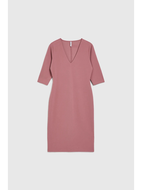 Moodo Gladke obleke z V-izrezom v prašno rožnati barvi Moodo