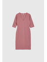 Moodo Gladke obleke z V-izrezom v prašno rožnati barvi Moodo