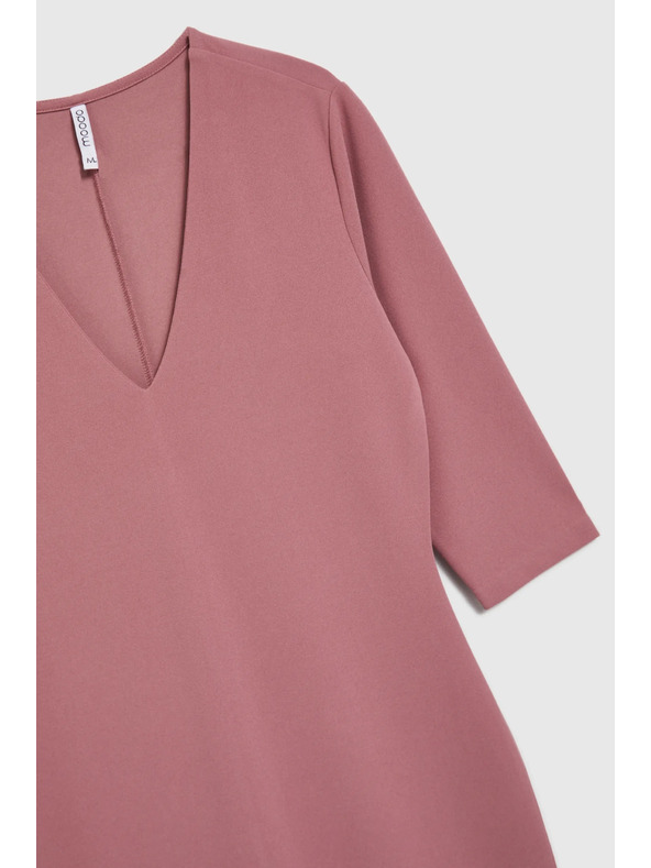 Moodo Gladke obleke z V-izrezom v prašno rožnati barvi Moodo