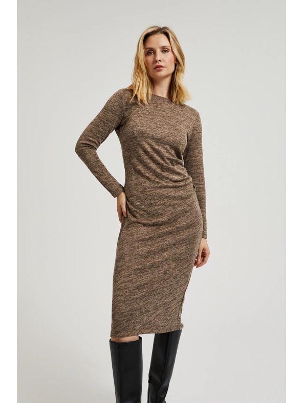 Moodo Rjave midi obleke z naborki Moodo