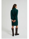 Moodo Zelena pletena obleka z ovratnikom in napihnjnimi rokavi Moodo