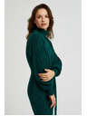 Moodo Zelena pletena obleka z ovratnikom in napihnjnimi rokavi Moodo