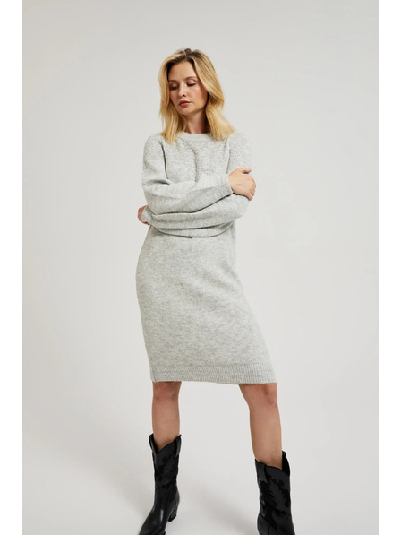 Moodo Siva preprosta pletena obleka Moodo