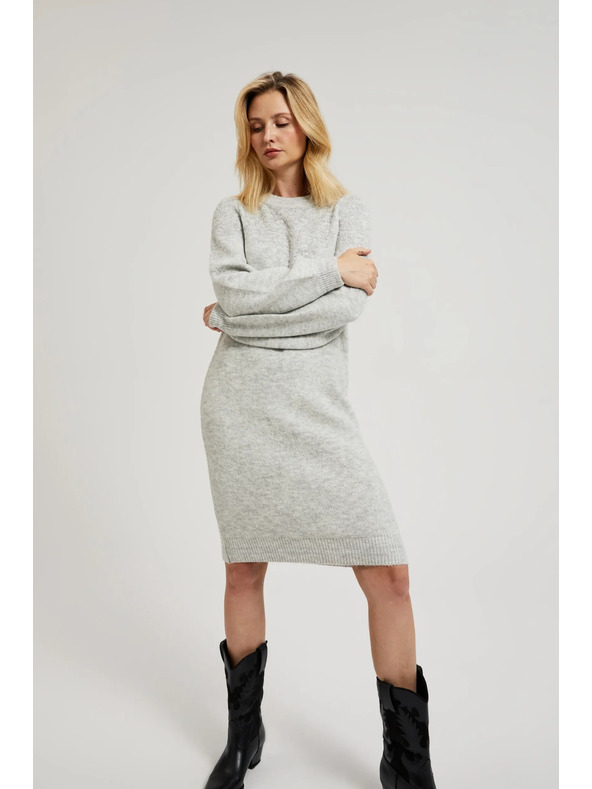 Moodo Siva preprosta pletena obleka Moodo