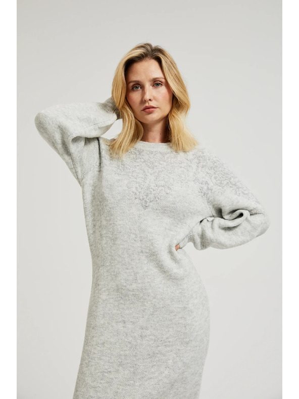 Moodo Siva preprosta pletena obleka Moodo