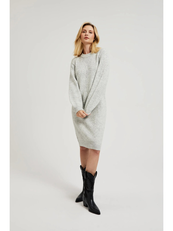 Moodo Siva preprosta pletena obleka Moodo