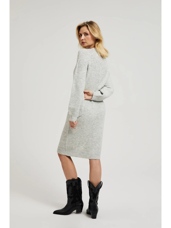 Moodo Siva preprosta pletena obleka Moodo