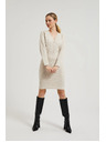 Moodo Pletena bež obleka okrašena z gumbi Moodo
