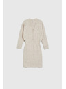 Moodo Pletena bež obleka okrašena z gumbi Moodo