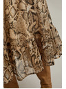 Moodo Bež obleka z napihnjnimi rokavi in živalskim vzorcem Moodo
