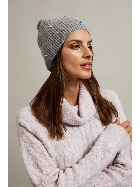 Moodo Rebrasta kapa z biseri siva Moodo