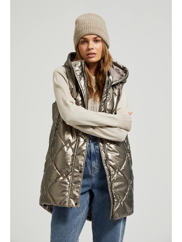 Moodo Prešit telovnik s kapuco bež Moodo