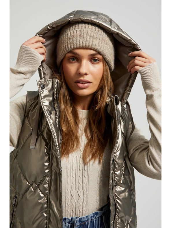 Moodo Prešit telovnik s kapuco bež Moodo