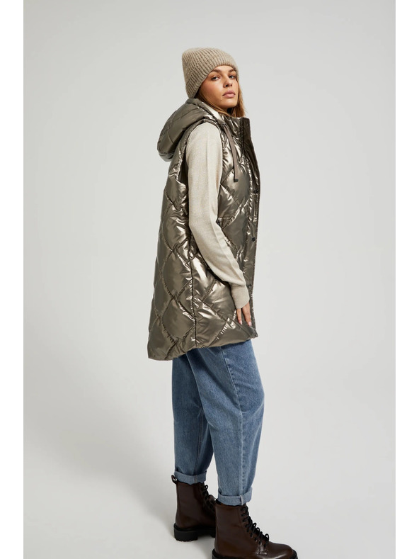 Moodo Prešit telovnik s kapuco bež Moodo