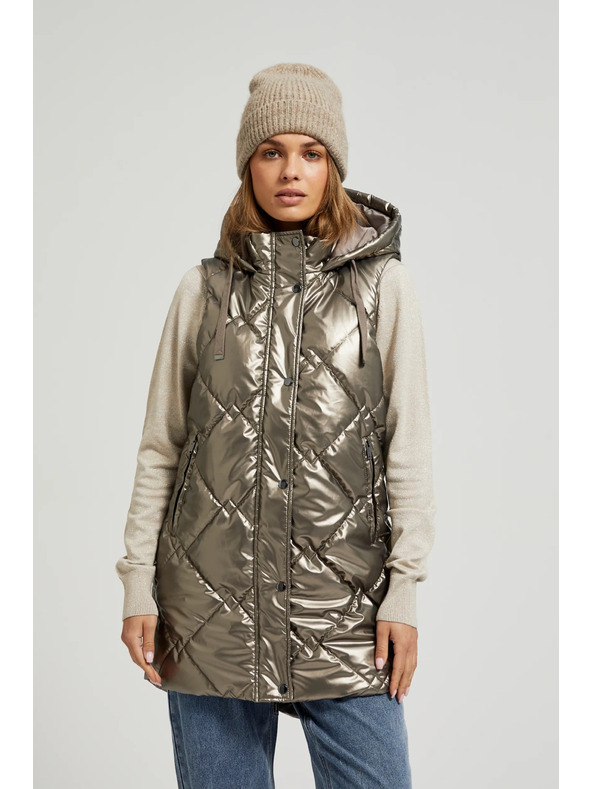 Moodo Prešit telovnik s kapuco bež Moodo