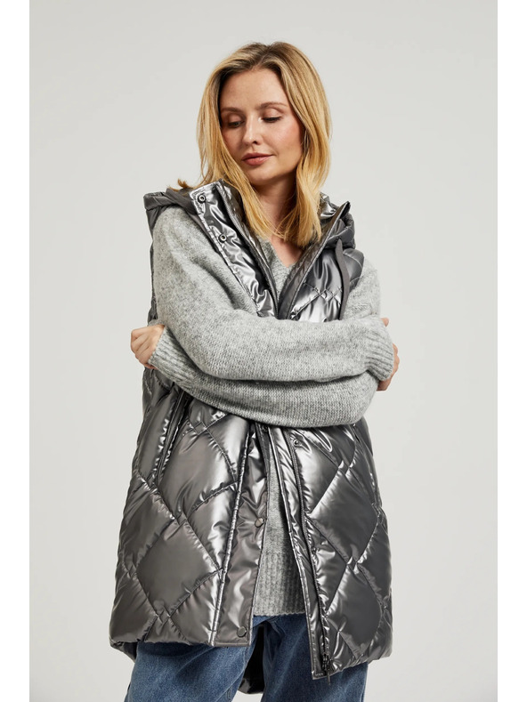 Moodo Prešit telovnik s kapuco srebrn Moodo