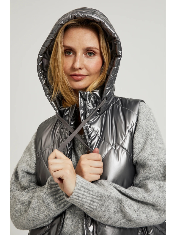 Moodo Prešit telovnik s kapuco srebrn Moodo