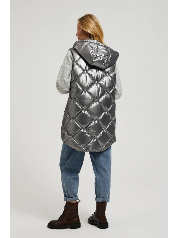 Moodo Prešit telovnik s kapuco srebrn Moodo