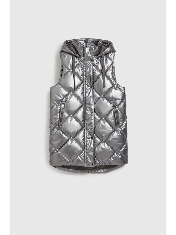 Moodo Prešit telovnik s kapuco srebrn Moodo