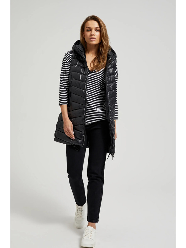 Moodo Prešit telovnik na zadrgo črn Moodo