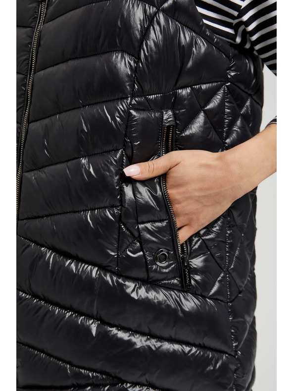 Moodo Prešit telovnik na zadrgo črn Moodo